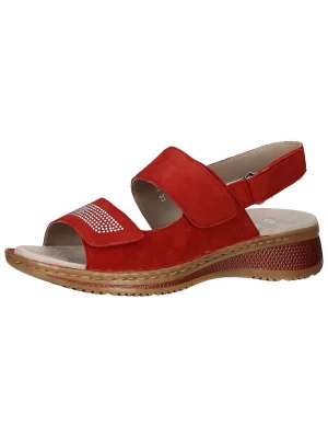 Ara Shoes Skórzane sandały w kolorze czerwonym na koturnie rozmiar: 40