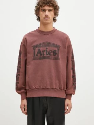 Aries bluza bawełniana Aged Ancient Column Sweat męska kolor bordowy z nadrukiem AR2003302