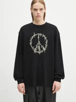 Aries bluza bawełniana Peace Press Gothic Waffle LS Tee kolor czarny z nadrukiem AR6003903