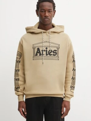 Aries bluza bawełniana Temple męska kolor zielony z kapturem wzorzysta AR2001204