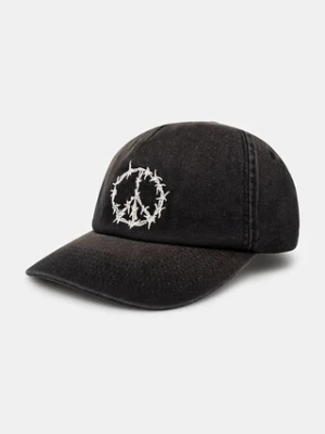 Aries czapka z daszkiem bawełniana Peace Cap kolor czarny z aplikacją AR9000503