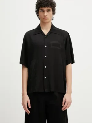 Aries koszula Ancient Column Satin Viscose Hawaiian Shirt kolor czarny relaxed z kołnierzykiem klasycznym AR4080003