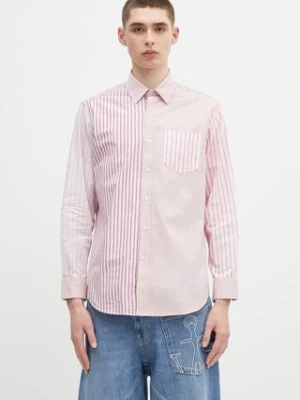 Aries koszula bawełniana Patchwork LS Shirt kolor różowy relaxed z kołnierzykiem klasycznym AR4012003