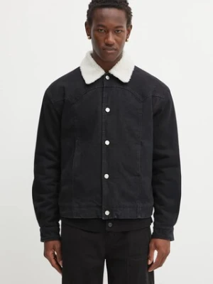 Aries kurtka jeansowa Sherpa Denim Car Coat kolor czarny przejściowa oversize AR7120004