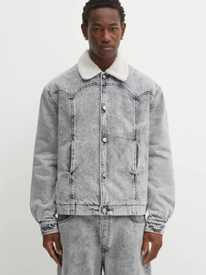 Aries kurtka jeansowa Sherpa Denim Car Coat kolor szary przejściowa oversize AR7120004