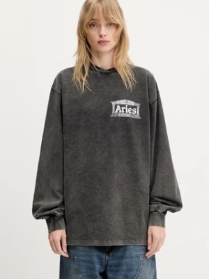 Aries longsleeve bawełniany Aged Ancient Temple LS Tee kolor czarny z nadrukiem AR6014103