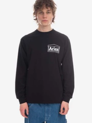 Aries longsleeve bawełniany Temple LS Tee kolor czarny z nadrukiem AR66600-CZERWONY