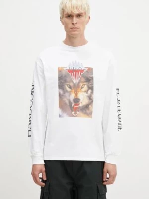 Aries longsleeve bawełniany Wolf Longsleeve Tee kolor biały z nadrukiem AR6002202