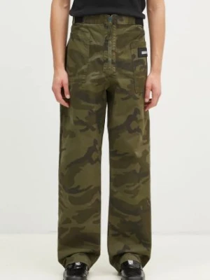 Aries spodnie bawełniane Camo Walking Trouser kolor zielony proste AR3111102