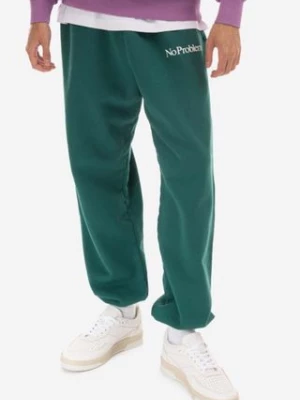 Aries spodnie dresowe kolor zielony z nadrukiem Spodnie Aries Mini Problemo Sweatpant AR30009 ALPLINE GREEN AR30009-ALPLINE.GR