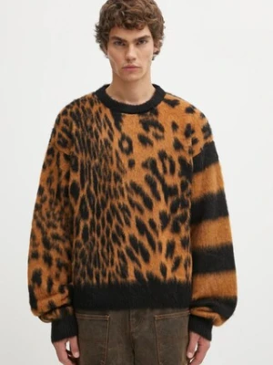 Aries sweter z dodatkiem wełny Brushed Leopard męski kolor brązowy ciepły AR2004204