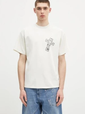 Aries t-shirt bawełniany Faded God Town SS Tee kolor beżowy z nadrukiem AR6003803