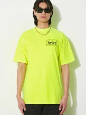 Aries t-shirt bawełniany Fluoro Temple SS Tee męski kolor żółty z nadrukiem SUAR60000X