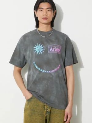 Aries t-shirt bawełniany Grunge Happy Dude SS Tee męski kolor szary z nadrukiem SUAR60014X