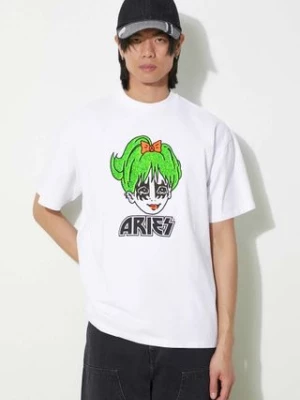 Aries t-shirt bawełniany Kiss SS Tee męski kolor biały z nadrukiem SUAR60005X