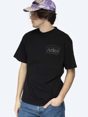 Aries t-shirt bawełniany Temple Ss Tee kolor czarny z nadrukiem AR60000-BLACK