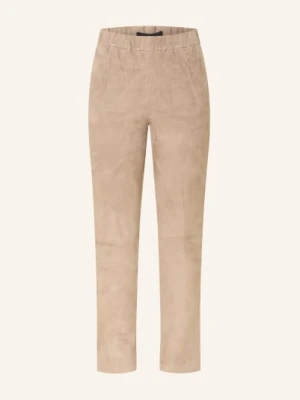 Arma Skórzane Spodnie Kamilla beige