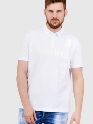 ARMANI EXCHANGE Biała koszulka polo z nadrukiem