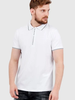 ARMANI EXCHANGE Biała męska koszulka polo na suwak, Rozmiar M