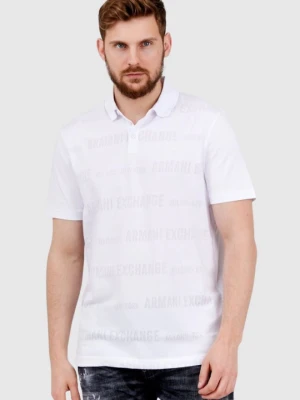 ARMANI EXCHANGE Biała męska koszulka polo w logo, Rozmiar S