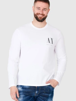 ARMANI EXCHANGE Biały longsleeve męski z małym logo, Rozmiar M