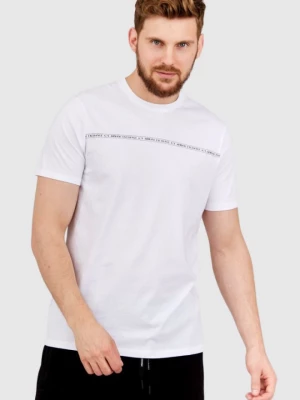 ARMANI EXCHANGE Biały t-shirt męski z paskiem z logo