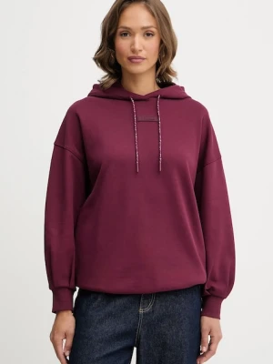 Armani Exchange bluza bawełniana damska kolor bordowy z kapturem gładka XW000748 AF16114