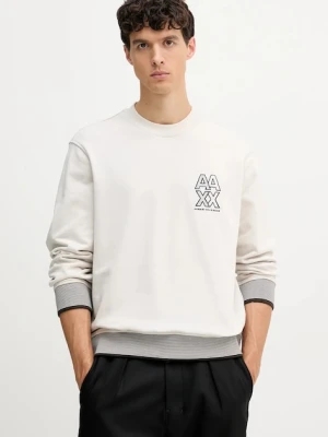 Armani Exchange bluza bawełniana męska kolor beżowy z aplikacją XM001040 AF10830