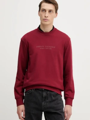 Armani Exchange bluza bawełniana męska kolor bordowy z aplikacją XM001284 AF20934
