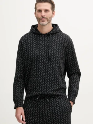 Armani Exchange bluza bawełniana męska kolor czarny z kapturem wzorzysta XM001225 AF11847