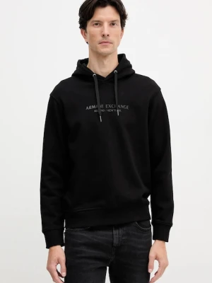 Armani Exchange bluza bawełniana męska kolor czarny z kapturem z aplikacją XM001294 AF20934