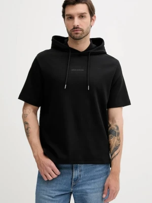 Armani Exchange bluza bawełniana męska kolor czarny z kapturem z nadrukiem XM000495 AF10365