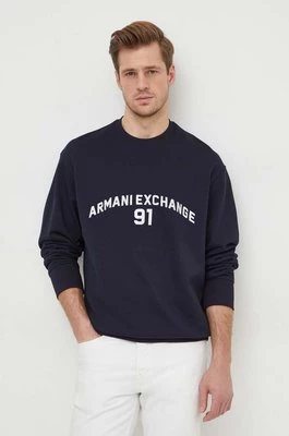 Armani Exchange bluza bawełniana męska kolor granatowy z aplikacją 3DZMLK ZJ4XZ