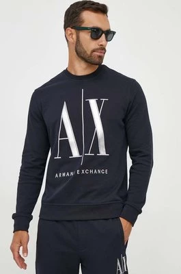 Armani Exchange bluza bawełniana męska kolor granatowy z aplikacją