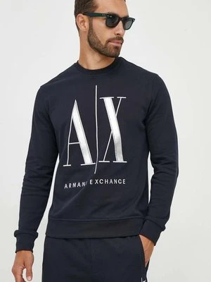 Armani Exchange bluza bawełniana męska kolor granatowy z aplikacją