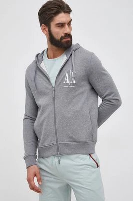 Armani Exchange bluza bawełniana męska kolor szary z kapturem gładka 8NZMPP ZJ1ZZ