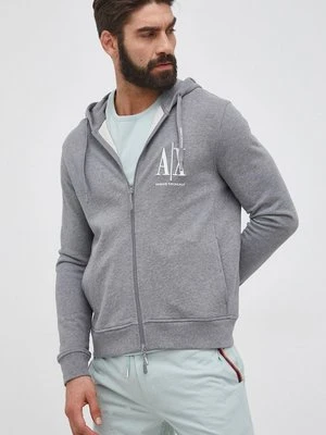 Armani Exchange bluza bawełniana męska kolor szary z kapturem gładka 8NZMPP ZJ1ZZ