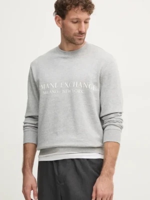 Armani Exchange bluza bawełniana męska kolor szary z nadrukiem