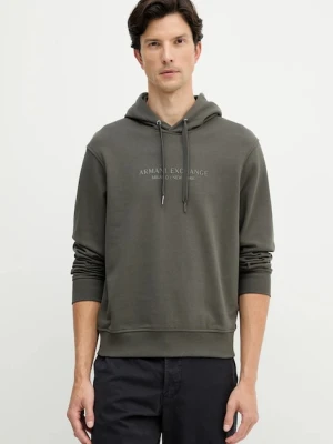 Armani Exchange bluza bawełniana męska kolor zielony z kapturem z nadrukiem XM001294 AF20934