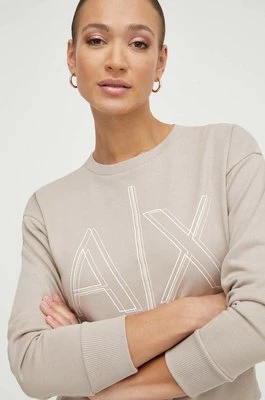 Armani Exchange bluza damska kolor beżowy z nadrukiem 3DYM11 YJEBZ