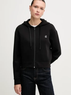 Armani Exchange bluza damska kolor czarny z kapturem gładka XW000822 AF10818