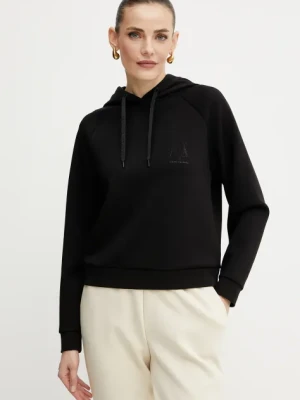Armani Exchange bluza damska kolor czarny z kapturem gładka XW000827 AF13397