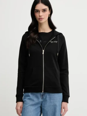 Armani Exchange bluza damska kolor czarny z kapturem z aplikacją