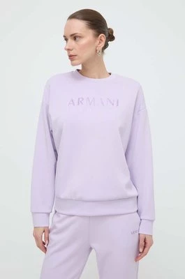 Armani Exchange bluza damska kolor fioletowy z nadrukiem 3DYM78 YJEPZ