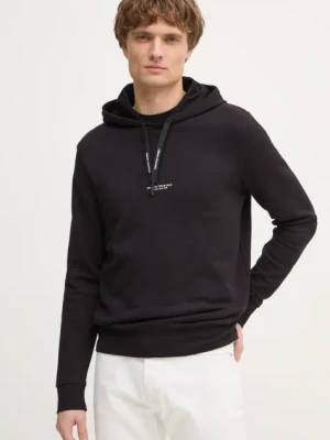Armani Exchange bluza męska kolor czarny z kapturem z nadrukiem 8NZM94 ZJKRZ NOS