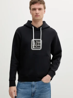Armani Exchange bluza męska kolor granatowy z kapturem z nadrukiem XM000482 AF10818