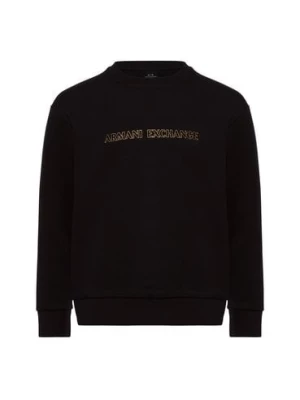 Armani Exchange Bluza męska Mężczyźni Bawełna czarny jednolity,