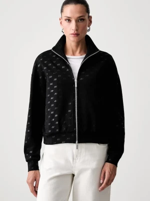 Armani Exchange bluza rozpinana damska z bawełną czarny
