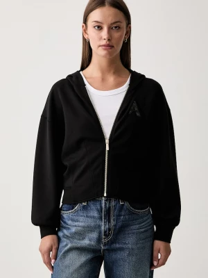 Armani Exchange bluza rozpinana z kapturem damska z wiskozą czarny