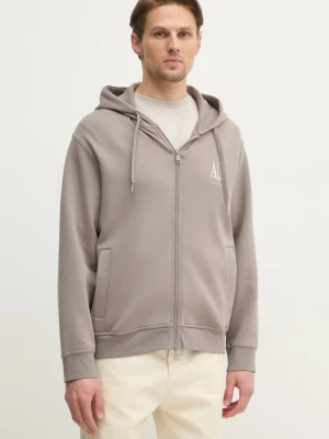 Armani Exchange bluza rozpinana z kapturem męska z bawełną beżowy